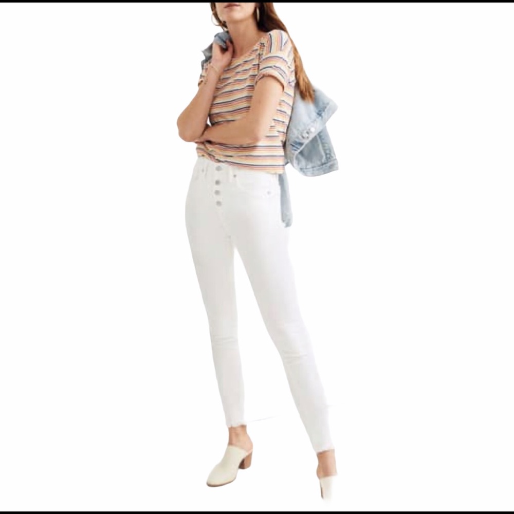 Madewell Button Fly High Rise Jeans, White, Sz 32